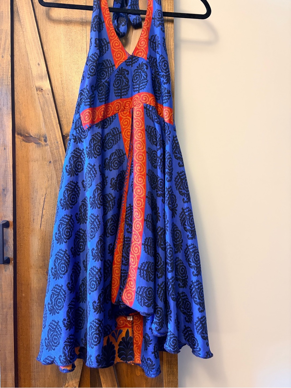 Women’s Orange & Blue Patterned Shirt - Blend Silk-Polyester